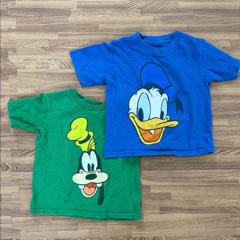 Disney Cartoon Character T-Shirts - Blue Donald and Green Goofy
